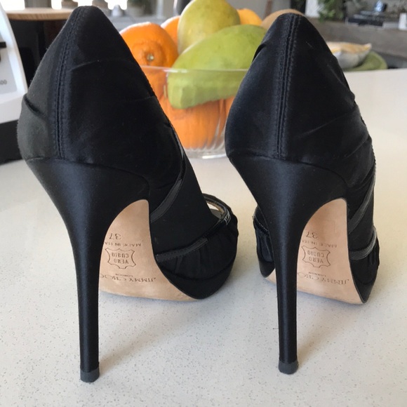 Jimmy Choo Black Patent Satin Heels - Picture 5 of 8